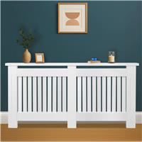 Chelsea White Radiator Cover, Vertical Wooden Slats  Extra Large