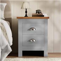Shaker 2 Drawer Bedside Table  Nightstand With Drawers  Grey