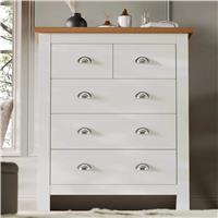 5 Drawer Chest of Drawers  Shaker Bedroom Drawers  White