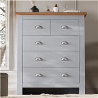 5 Drawer Chest of Drawers  Shaker Bedroom Drawers  Grey