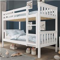 Solid Wood Detachable Double Bunk Bed  White