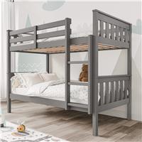Solid Wood Detachable Double Bunk Bed  Grey