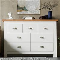 7 Drawer Wide Chest of Drawers  Large Bedroom Dresser  White