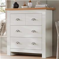 3 Drawer Chest of Drawers  Shaker Style Oak Top & Twin Drawers  White