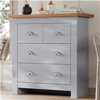 3 Drawer Chest of Drawers  Shaker Style Oak Top & Twin Drawers  Grey