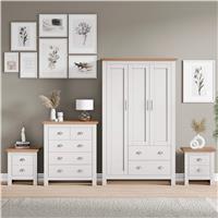 Shaker 4 Piece Bedroom Set - Wardrobe, Chest of Drawers & Bedside - White