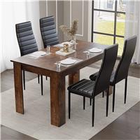 Rustic Finish 46 Seater Dining Table and Chairs Set  4 Seater / Black