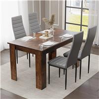 Rustic Finish 46 Seater Dining Table and Chairs Set  4 Seater / Grey