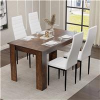 Rustic Finish 46 Seater Dining Table and Chairs Set  4 Seater / White