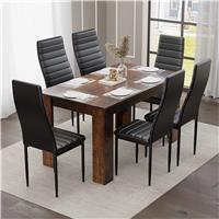 Rustic Finish 46 Seater Dining Table and Chairs Set  6 Seater / Black