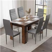 Rustic Finish 46 Seater Dining Table and Chairs Set  6 Seater / Grey