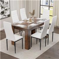 Rustic Finish 46 Seater Dining Table and Chairs Set  6 Seater / White
