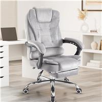 Ergonomic Office Chair With Footrest  Executive Computer Desk Chair  Grey Velvet