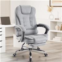 Ergonomic Office Chair With Footrest  Executive Computer Desk Chair  Grey Linen