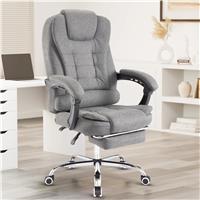 Ergonomic Office Chair With Footrest  Executive Computer Desk Chair  Dark Grey Linen