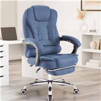 Ergonomic Office Chair With Footrest  Executive Computer Desk Chair  Blue Linen