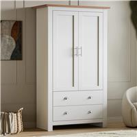 Shaker Double Wardrobe With Drawers And Hanging Space  White