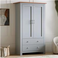 Shaker Double Wardrobe With Drawers And Hanging Space  Grey