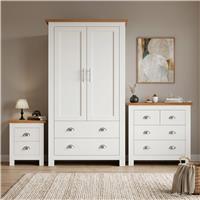 Shaker 3 Piece Bedroom Set - Wardrobe with Chest of Drawers - White