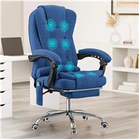 Massage Office Chair with Footrest  Ergonomic Desk Chair  Blue Velvet