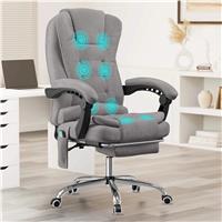Massage Office Chair with Footrest  Ergonomic Desk Chair  Grey Velvet