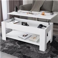 Lift Top Storage Coffee Table | Lift Up Modern Tea Table 120cm Wide  White
