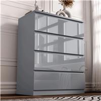 High Gloss 4 Drawer Chest of Drawers  Bedroom Drawers  Grey