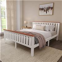 King Size Wooden Bed Frame  White + Pine