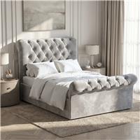 Chesterfield Ottoman Storage Bed  Side Lift Ottoman Bed Frame  Small Double (4ft) / Grey
