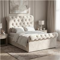Chesterfield Ottoman Storage Bed  Side Lift Ottoman Bed Frame  Small Double (4ft) / Beige