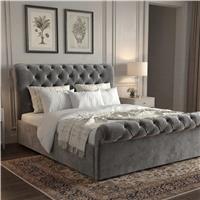 Chesterfield Ottoman Storage Bed  Side Lift Ottoman Bed Frame  Double (4ft6) / Dark Grey