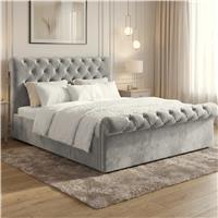 Chesterfield Ottoman Storage Bed  Side Lift Ottoman Bed Frame  King (5ft) / Grey