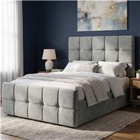 Square Ottoman Storage Bed  Velvet Ottoman Bed Frame  Small Double (4ft) / Grey