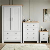Shaker 3 Piece Bedroom Furniture Set  Wardrobe and Chest of Drawers  White