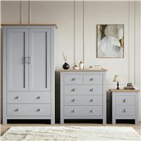 Shaker 3 Piece Bedroom Furniture Set  Wardrobe and Chest of Drawers  Grey