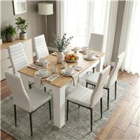 White & Pine 46 Seater Dining Table and Chairs Set  6 Seater / White
