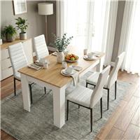 White & Pine 4-6 Seater Dining Table and Chairs Set - 4 Seater / White