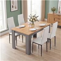 Grey & Pine 4-6 Seater Dining Table and Chairs Set - 4 Seater / White