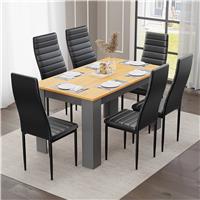 Grey & Pine 46 Seater Dining Table and Chairs Set  6 Seater / Black