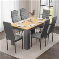 Grey & Pine 46 Seater Dining Table and Chairs Set  6 Seater / Grey