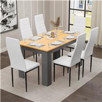 Grey & Pine 46 Seater Dining Table and Chairs Set  6 Seater / White