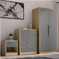 Skova 3 Piece Bedroom Set - Wardrobe and Chest of Drawers - Oak+Grey