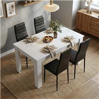 White 4-6 Seater Dining Table and Chairs Set - 4 Seater / Black