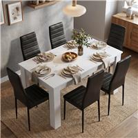 White 46 Seater Dining Table and Chairs Set  6 Seater / Black