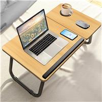 Portable Height Adjustable Laptop Table with Cup Holder  Pine