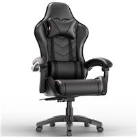 PC Gaming Chair - Home Office Chair With Headrest & Lumbar Support - Black