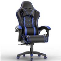 PC Gaming Chair - Home Office Chair With Headrest & Lumbar Support - Blue