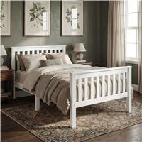 Wooden Single Bed Frame  White