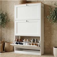 Shaker 3 Drawer Slim Shoe Cabinet for Hallway Storage Unit  White