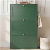 Shaker 3 Drawer Slim Shoe Cabinet for Hallway Storage Unit  Green